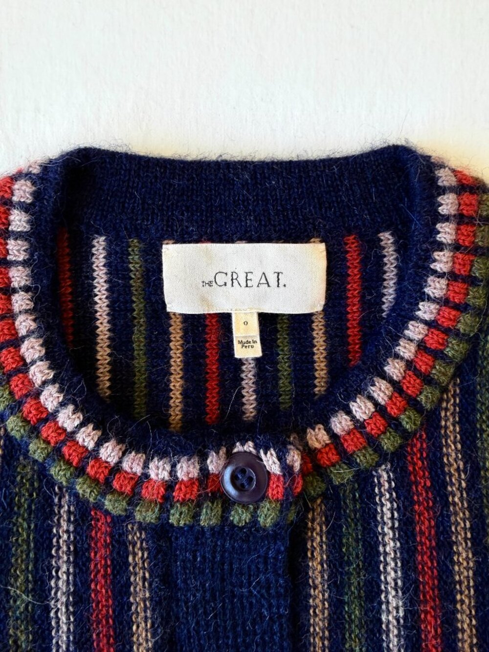 The GREAT. Navy Stripe Cardigan - Picture 9 of 12